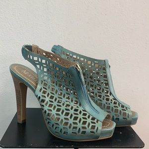 Masiero teal open-toe heels